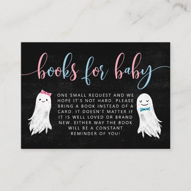 Halloween Ghost Gender Reveal Book Request Begleitkarte (Vorderseite)