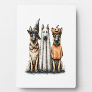 Halloween Ghost German Shepherd Dog Fotoplatte