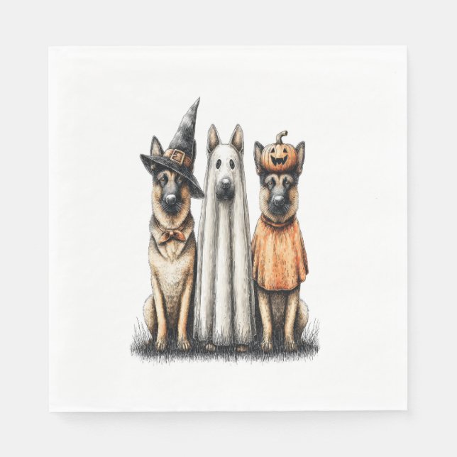 Halloween Ghost German Shepherd Dog Serviette (Vorderseite)