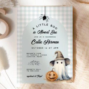 Halloween Ghost Gingham Little Boo Baby Shower Einladung