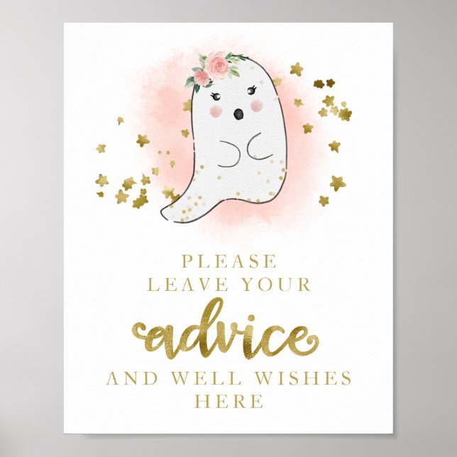 Halloween Ghost Girl Babyduschenratgeber Zeichen Poster (Vorne)