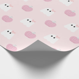 Halloween Ghost Girl Pink Pumpkin Pattern Geschenkpapier