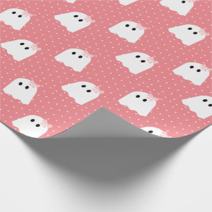 Halloween Ghost Girl Pink Ribbon Polka Dot Muster Geschenkpapier