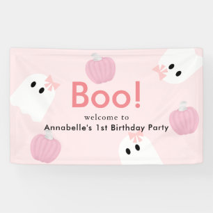 Halloween Ghost Girl Pumpkin Pink Geburtstag Willk Banner