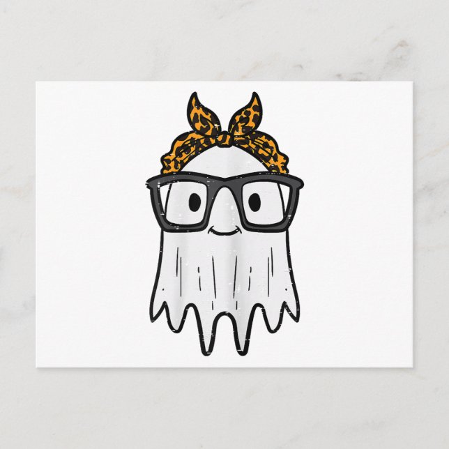 Halloween Ghost Glasses Niedlich Feiertagspostkarte (Vorderseite)