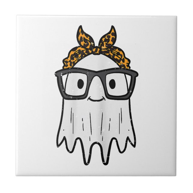 Halloween Ghost Glasses Niedlich Fliese (Vorderseite)