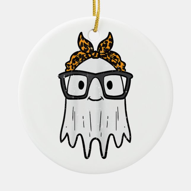 Halloween Ghost Glasses Niedlich Keramik Ornament (Vorne)