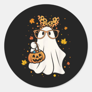 Halloween Ghost Gles Niedlich Leopard Ndana Girl W Runder Aufkleber