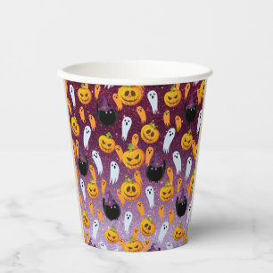 Halloween Ghost Glitzer Pattern Pappbecher