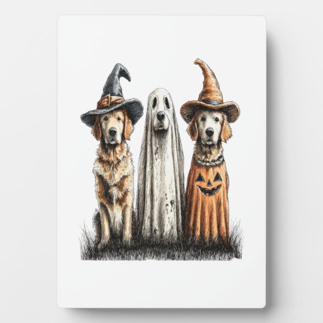Halloween Ghost Golden Retriever Dog Fotoplatte (Vorderseite)