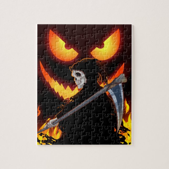Halloween Ghost Grim Sensenmann Flame Puzzle (Vertikal)