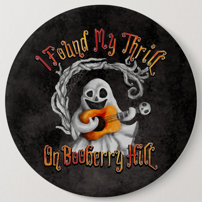 Halloween Ghost Guitar Booberry Hill Button (Vorderseite)