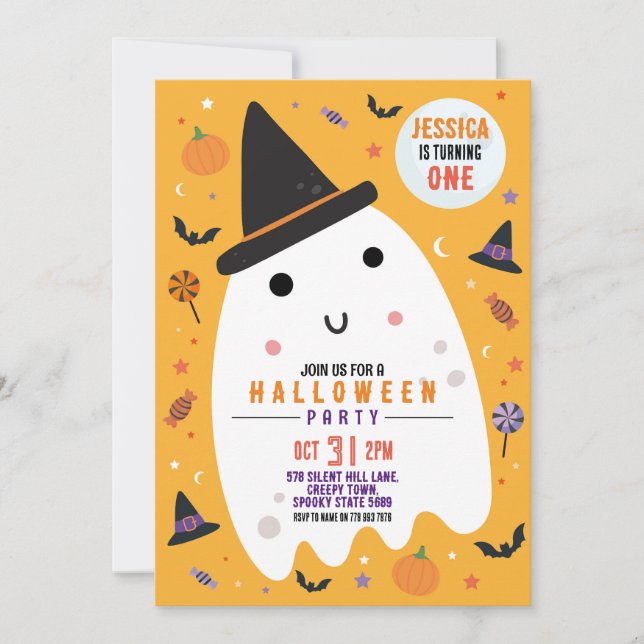 Halloween Ghost Happy Fun Einladung (Vorderseite)