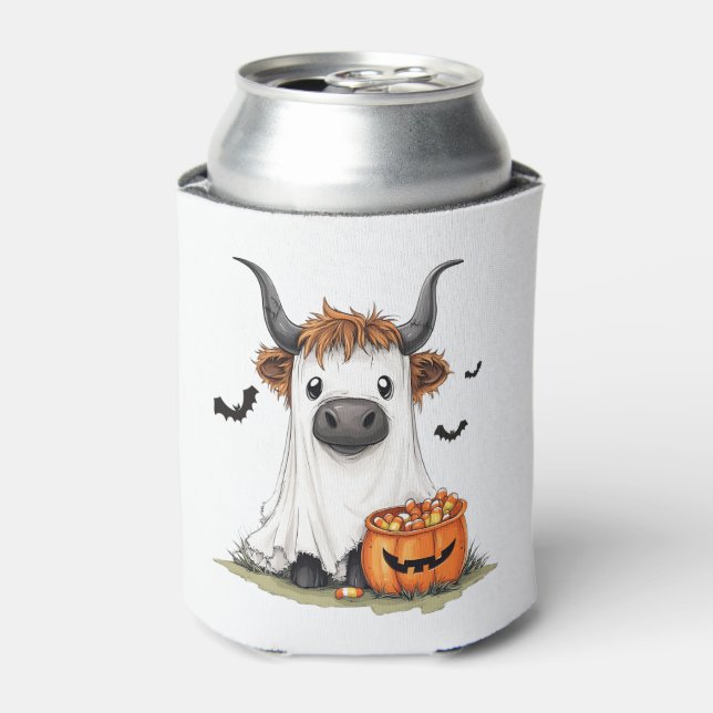 Halloween Ghost Highland Cow PNG Dosenkühler (Kanne Vorderseite)