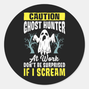 Halloween Ghost Hunter Arbeit Paranormal Ghost Hun Runder Aufkleber