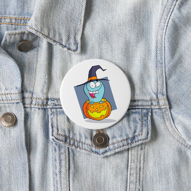 Halloween Ghost in Pumpkin Spooky Hexe Button (Von Creator hochgeladen)