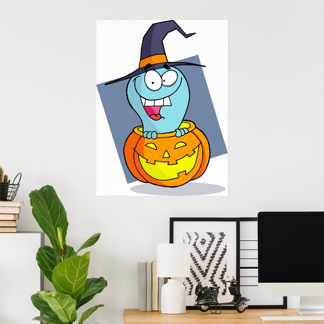 Halloween Ghost in Pumpkin Spooky Hexe Poster (Von Creator hochgeladen)