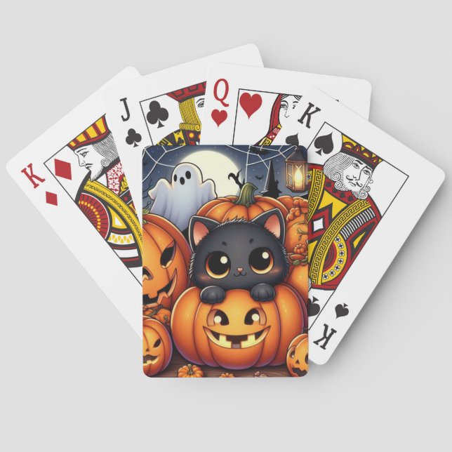 Halloween Ghost, Jack-O-Lanterns und Black Cat Spielkarten (Rückseite)