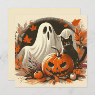 Halloween Ghost, Jack-'o-Laterne und Black Cat Karte