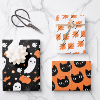 Halloween Ghost, Katze, Spooker Fall Geschenkpapier Set