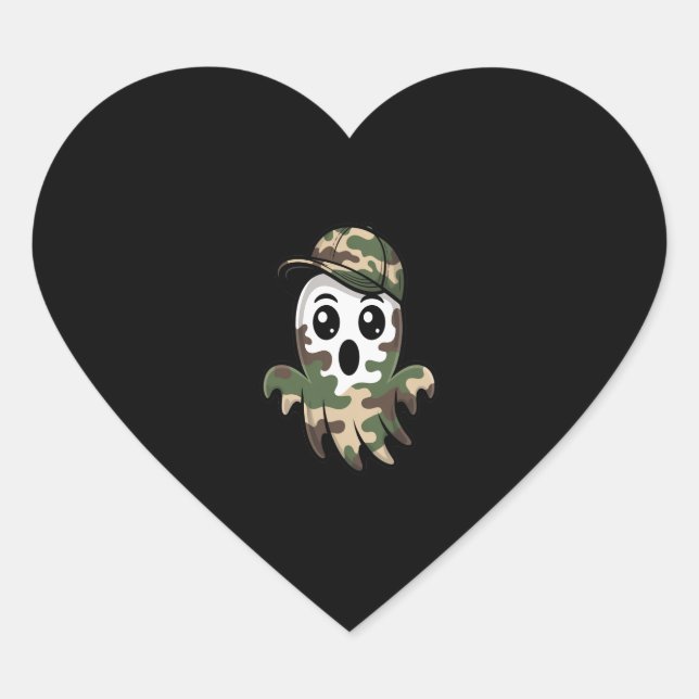 Halloween Ghost Kids Herz-Aufkleber (Vorderseite)