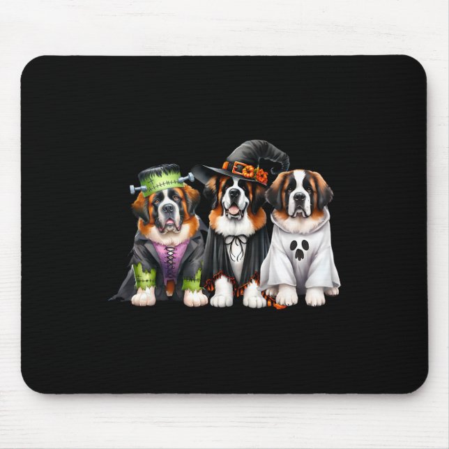 Halloween Ghost Kostüm Hexe Dog Saint Bernard St Mousepad (Vorne)