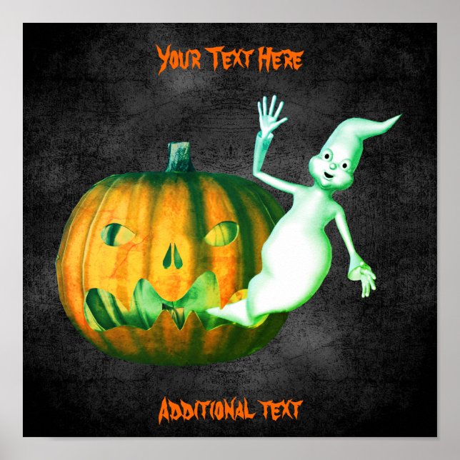 Halloween Ghost-Kürbislaterne Niedlich Personalisi Poster (Vorne)