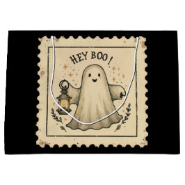 Halloween Ghost Lantern Geschenktasche - "Hey Boo" Große Geschenktüte