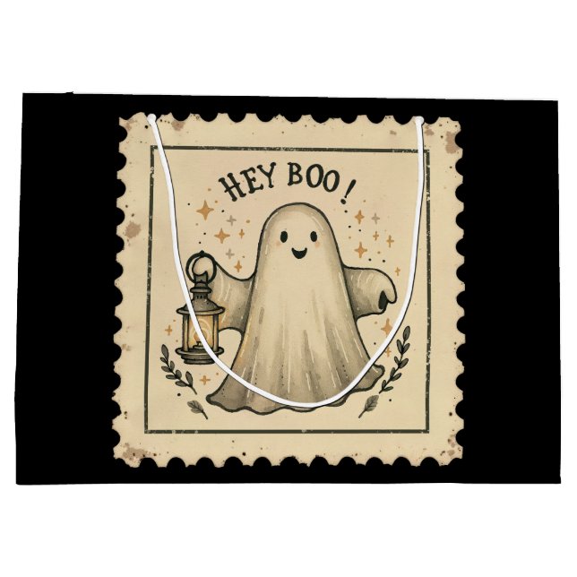 Halloween Ghost Lantern Geschenktasche - "Hey Boo" Große Geschenktüte (Rückseite)