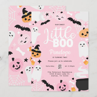 Halloween Ghost Little Boo 2. Geburtstags-Party Einladung