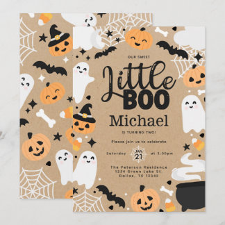Halloween Ghost Little Boo 2. Geburtstags-Party Einladung