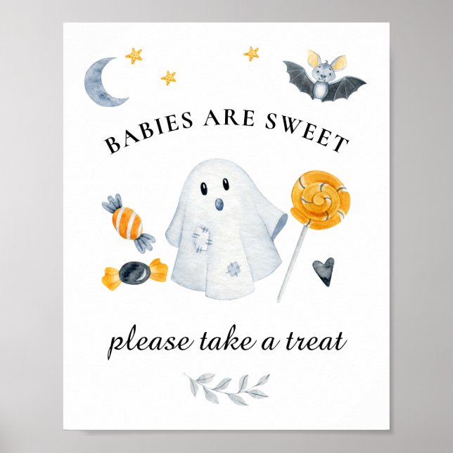Halloween Ghost Little Boo Baby Dusche Süßigkeiten Poster (Vorne)
