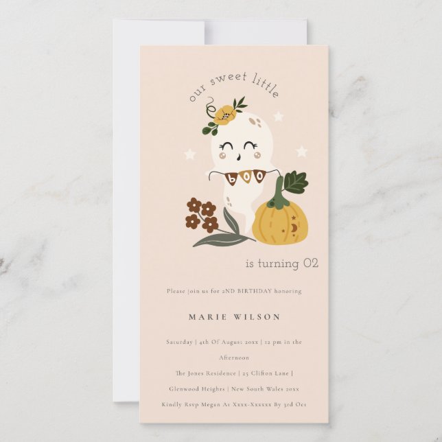 Halloween Ghost Little Boo jedes Alter Geburtstag  Dankeskarte (Vorderseite)