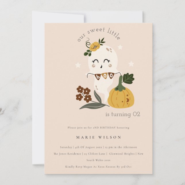 Halloween Ghost Little Boo jedes Alter Geburtstag  Dankeskarte (Vorderseite)