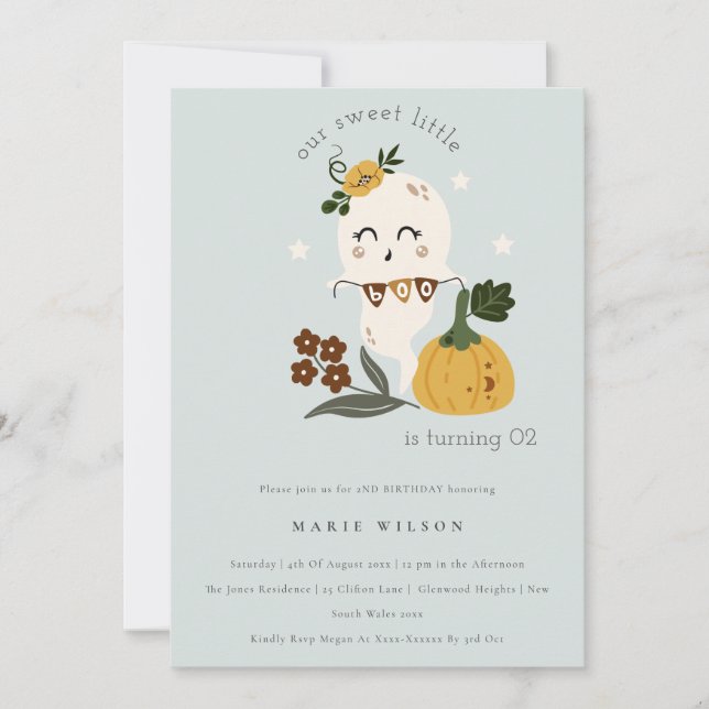 Halloween Ghost Little Boo jedes Alter Geburtstag  Dankeskarte (Vorderseite)