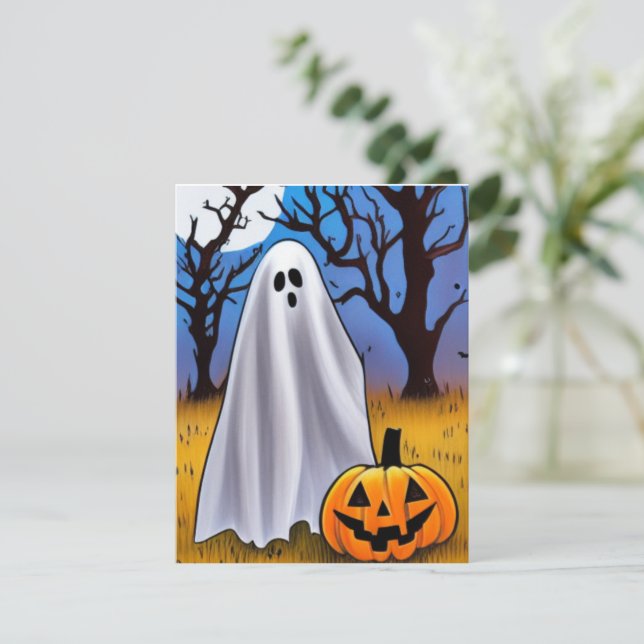 Halloween Ghost Mitteilungskarte (Stehend Vorderseite)