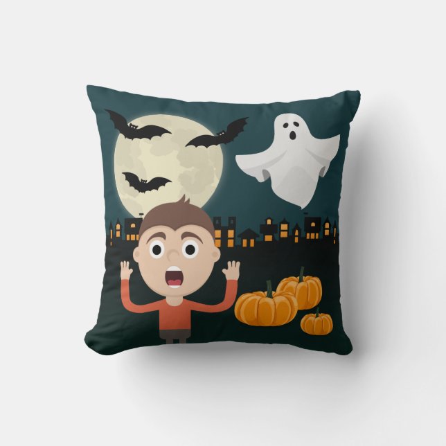 Halloween Ghost Moon Bats Illustrationskissen Kissen (Vorderseite)
