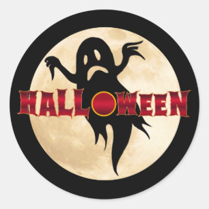 Halloween Ghost Moon Runder Aufkleber