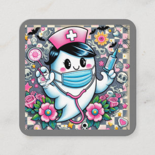 Halloween Ghost Nurse mit Maske und Syringen Quadratische Visitenkarte