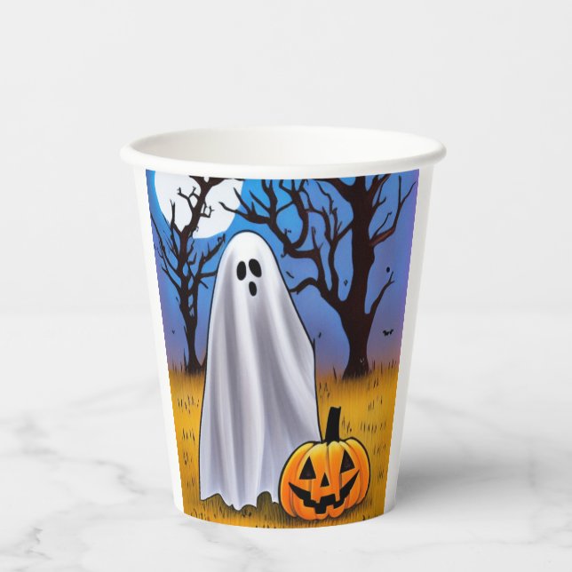 Halloween Ghost Pappbecher (Vorderseite)