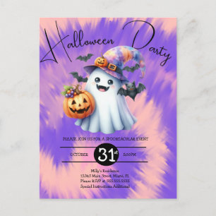 Halloween Ghost Party Gefärbte Krawatte Handzeiche Einladungspostkarte