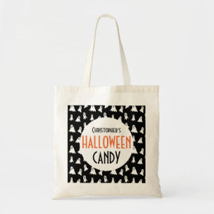 Halloween Ghost Pattern Personalisierte Schwarze L Tragetasche