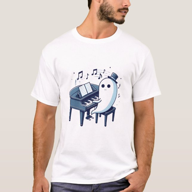 Halloween Ghost Piano Niedliche Spooky Music Liebh T-Shirt (Vorderseite)