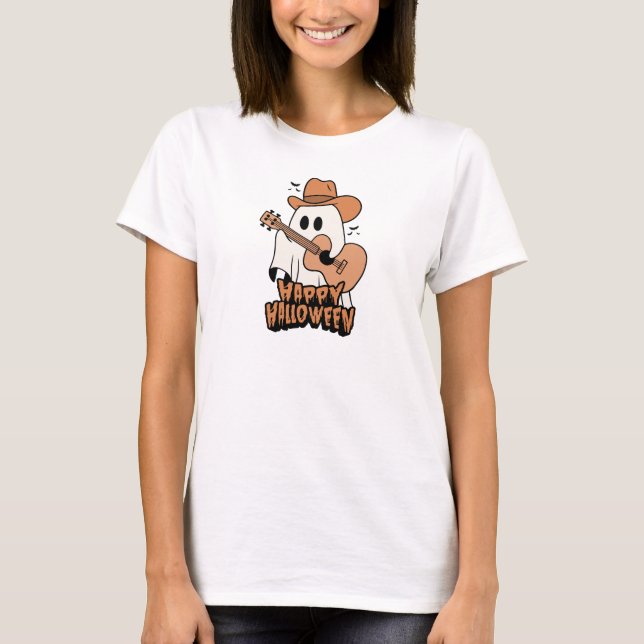 Halloween | Ghost Playing Gitarre | Halloween 2024 T-Shirt (Vorderseite)