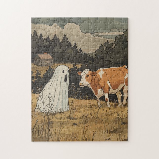 Halloween Ghost Print Modern Farmhouse Puzzle (Vertikal)