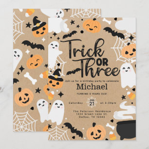 Halloween Ghost Pumpkin 3. Geburtstags-Party Einladung