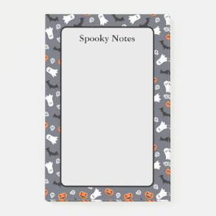 Halloween Ghost Pumpkin Bat Gray Sticky Post-it Klebezettel