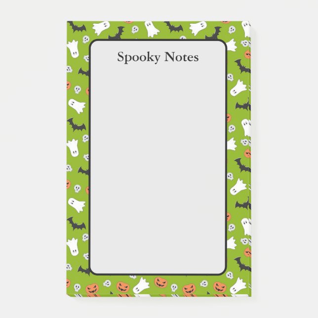 Halloween Ghost Pumpkin Bat Green Limon Sticky Post-it Klebezettel (Vorderseite)