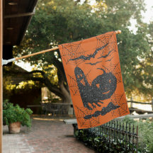 Halloween Ghost Pumpkin Bats Schwarz-Orange