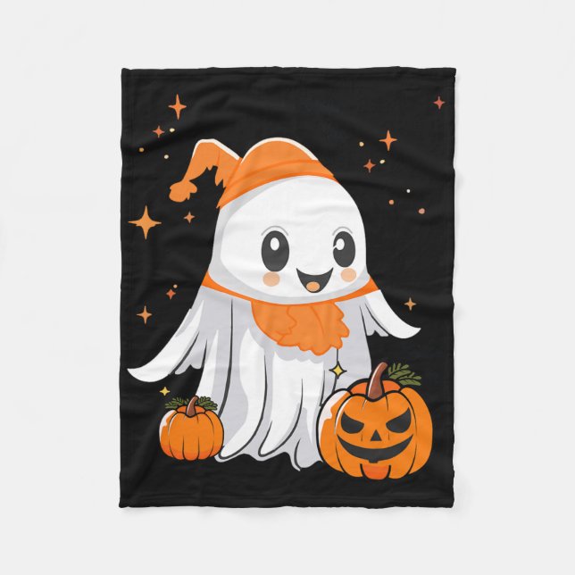 Halloween Ghost Pumpkin für Frauen Männer Kinder J Fleecedecke (Vorderseite)